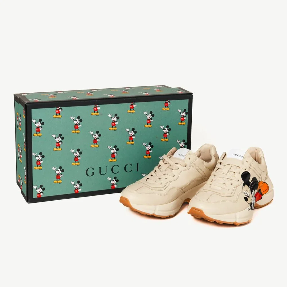 Gucci x Disney Rhyton Ivoire 'Mickey Mouse' Leather Sneakers - Picture 12 of 12